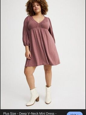 torrid Dusty Rose V-Neck Plus Size Mini Dress